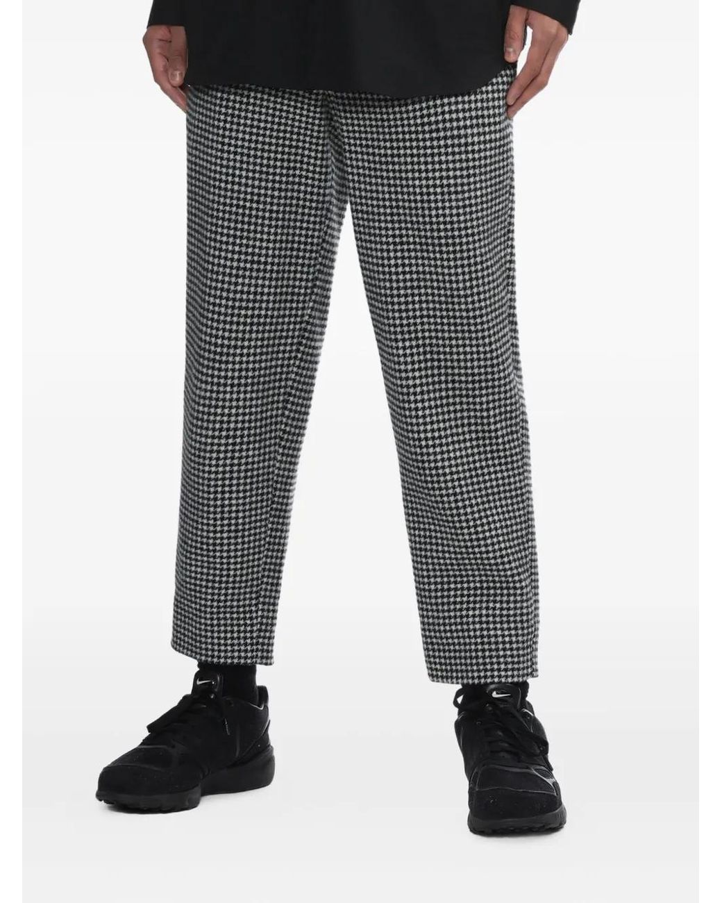 COMME DES GARÇON BLACK Gray Houndstooth-Pattern Trousers for men