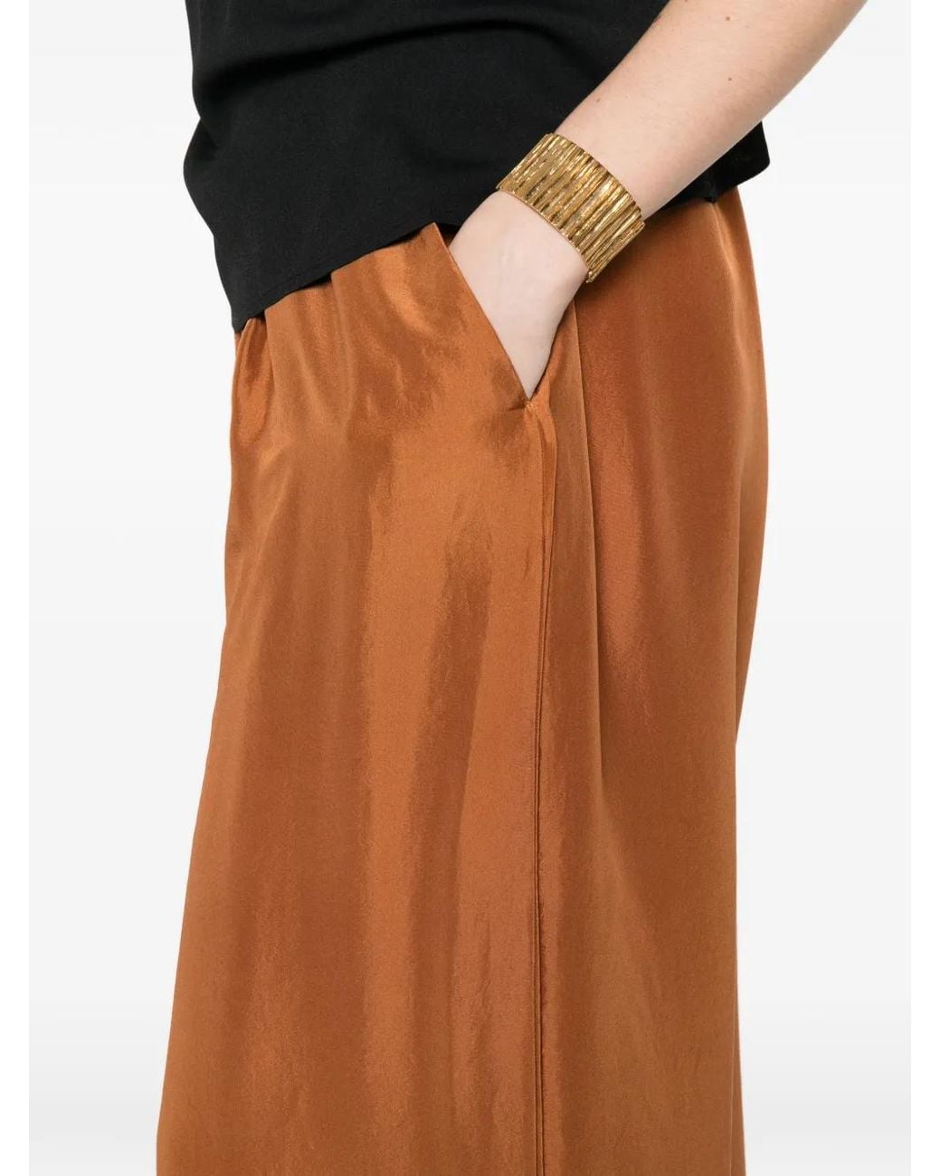 Forte_forte Brown Drawstring Satin Trousers