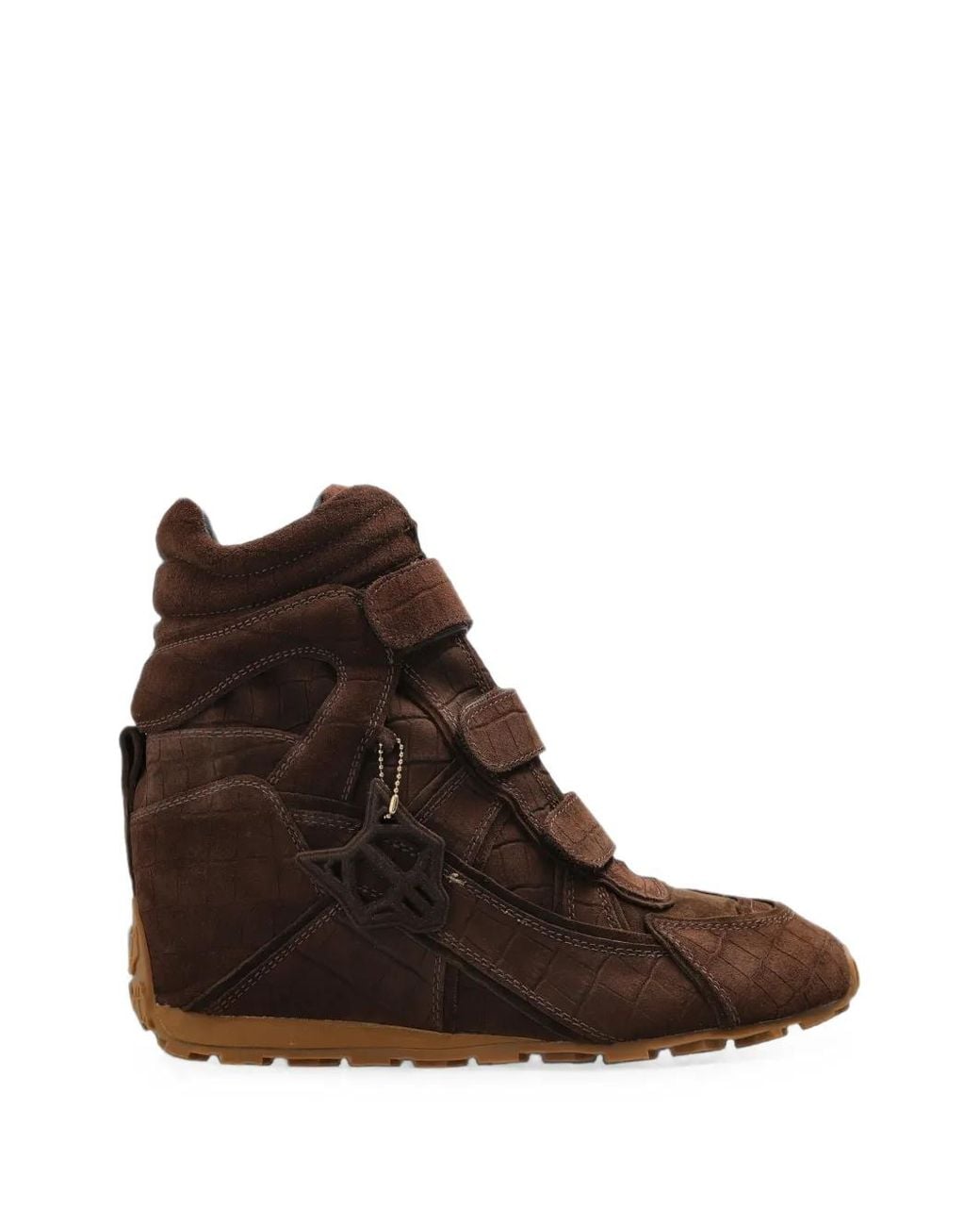 Naked Wolfe Brown Element Croc-Effect Suede Sneakers