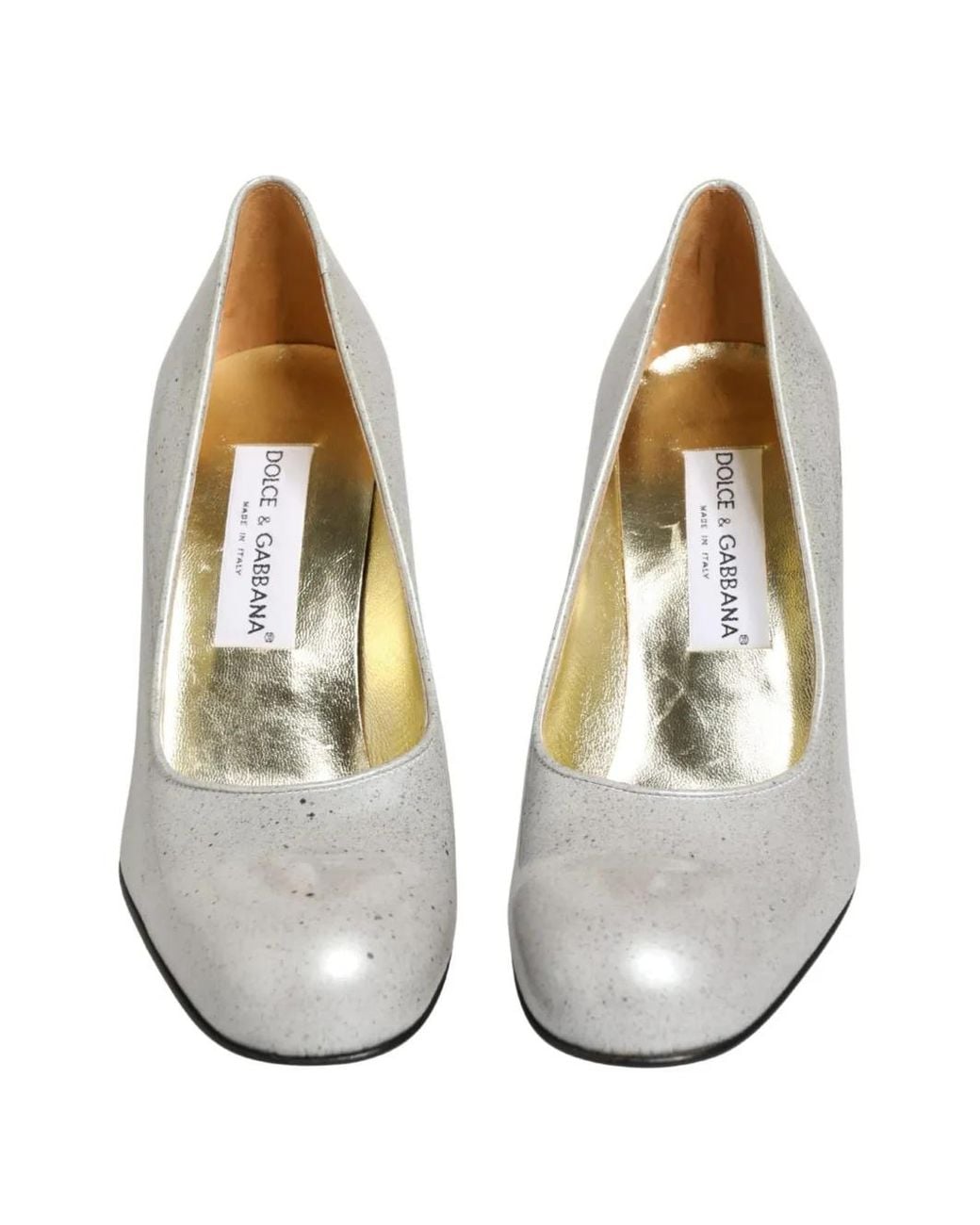 Dolce & Gabbana White Speckled Leather Pumps