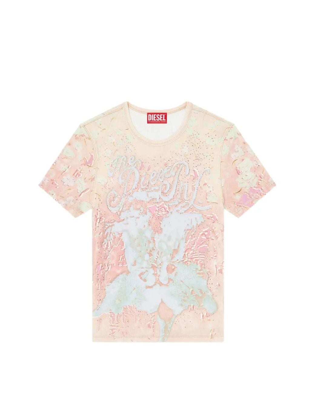 DIESEL Pink Embellished T-Shirt