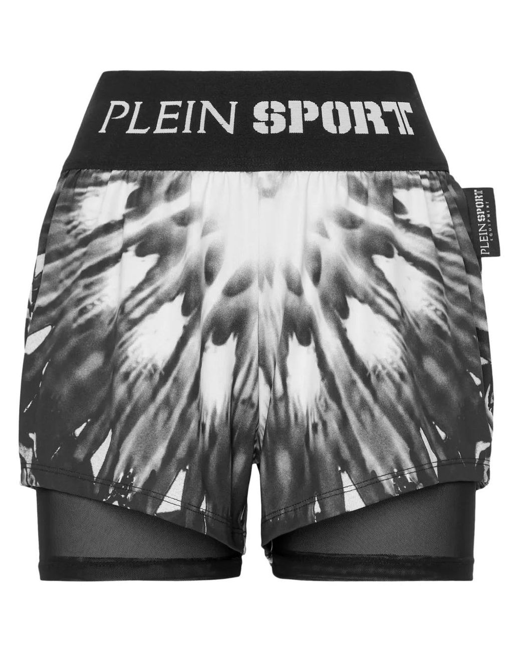 Philipp Plein Black Logo-Waistband Graphic-Print Shorts