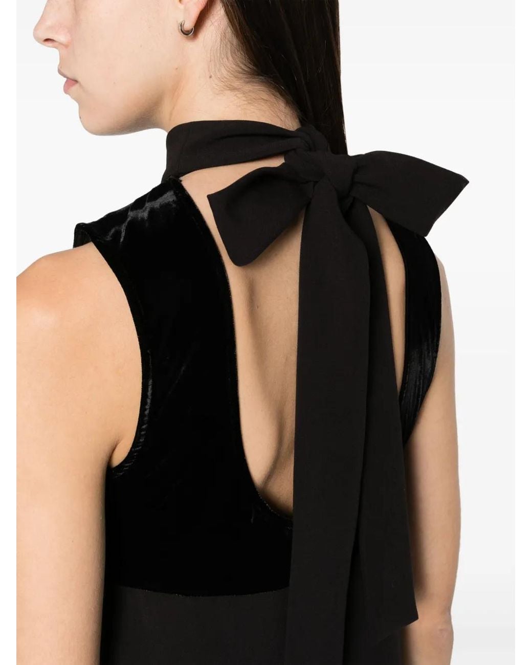 Staud Black Quant Bow-Detail Minidress