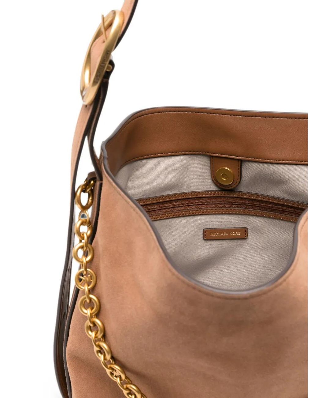 MICHAEL Michael Kors Brown Lg Bucket Shoulder Bag With Chain