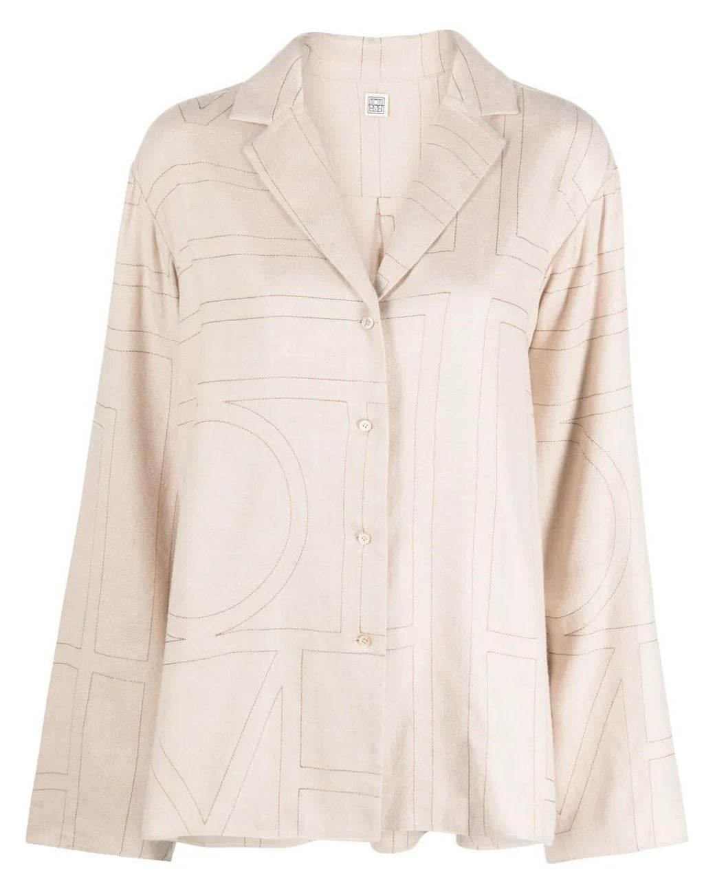 Totême Flanellen Pyjamatop Met Monogram in het Natural