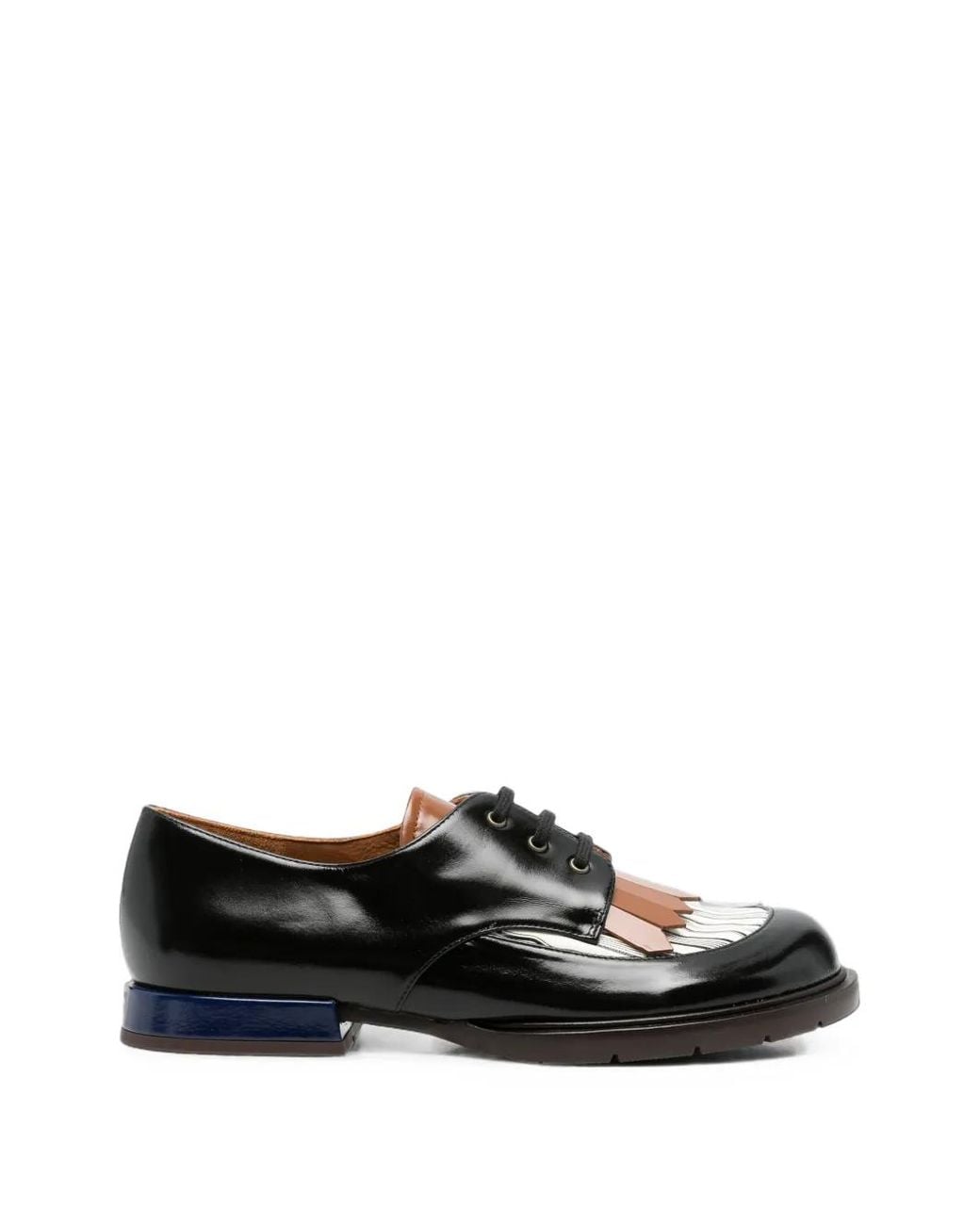 Chie Mihara Black Jeripa Fringe-Detail Lace-Up Loafers