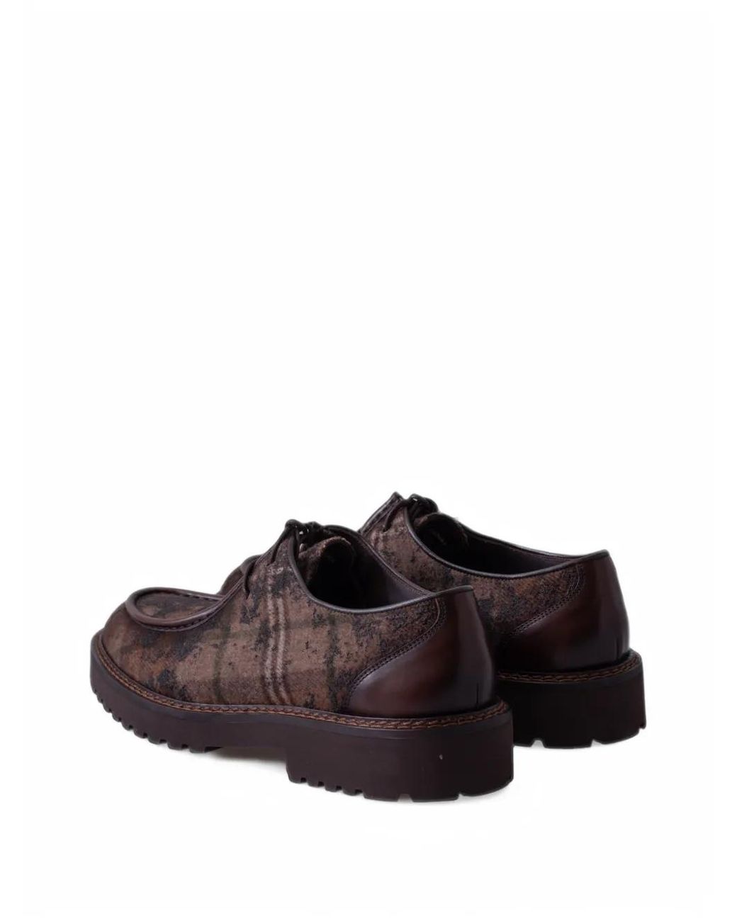 LES HÉRITIERS Brown Derbies The Blucher À Carreaux Et Semelle Striée for men