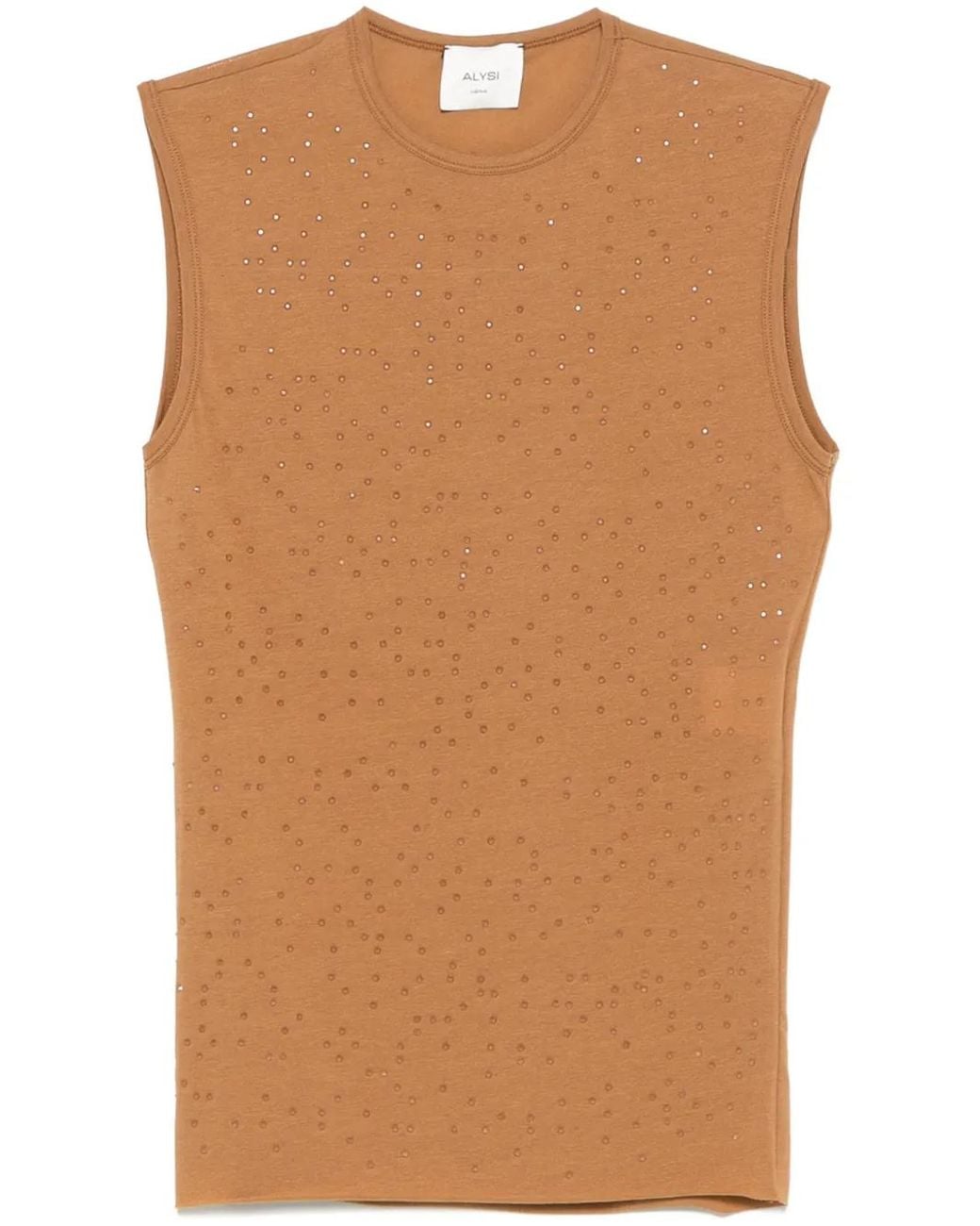 Alysi Brown Crepe Tank Top