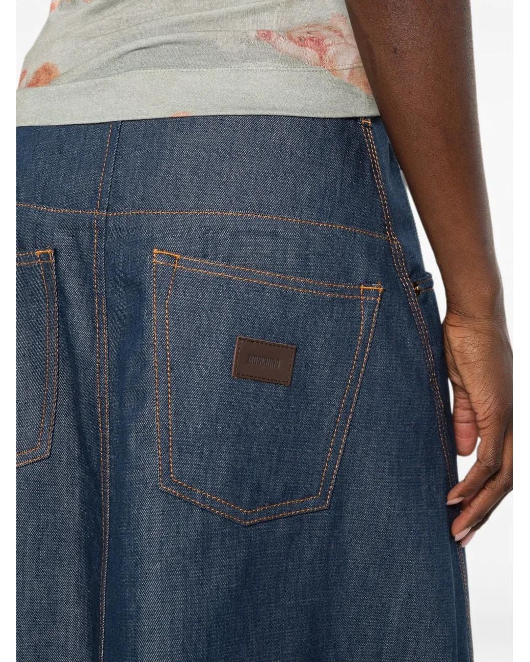 Moschino Blue A-Line Midi Skirt