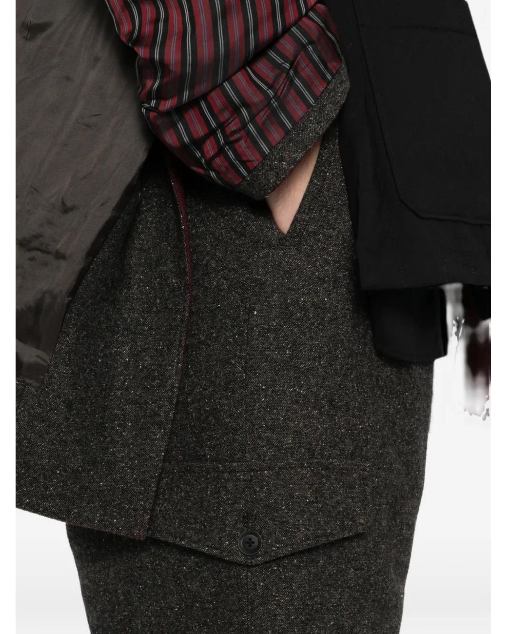 Yohji Yamamoto Gray Tweed Side-Pocket Trousers for men