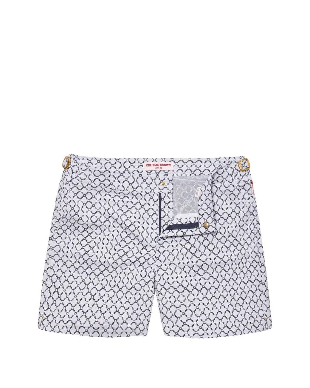 Orlebar Brown White Bulldog Tessoro Geometric-Jacquard Swim Shorts for men