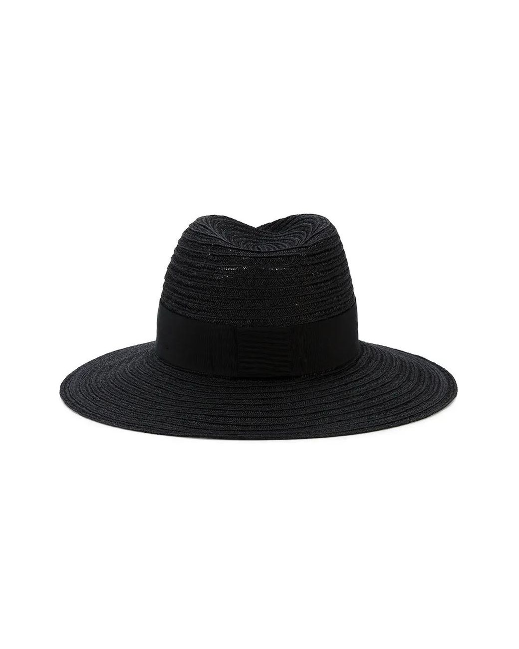 Maison Michel Black Virginie Straw Fedora Hat