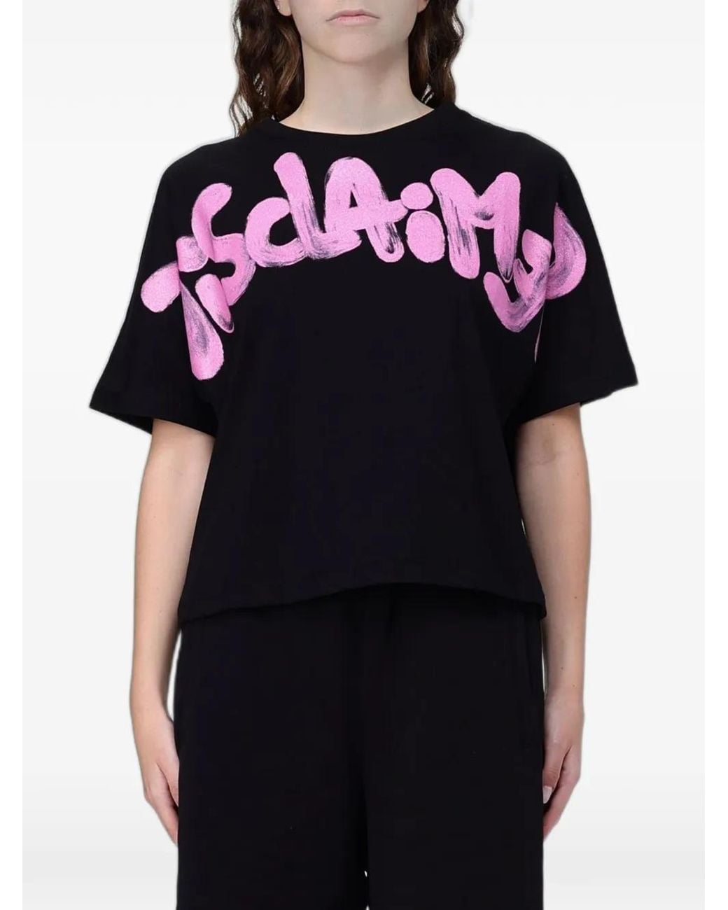 DISCLAIMER Black Logo-Print Relaxed-Fit T-Shirt