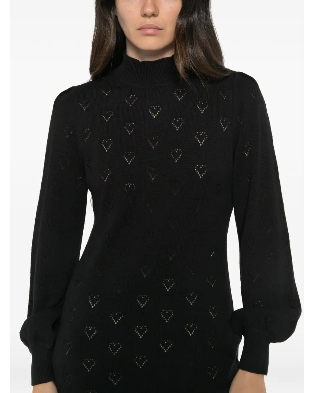 Twinset Black Heart-Perforated Mini Dress