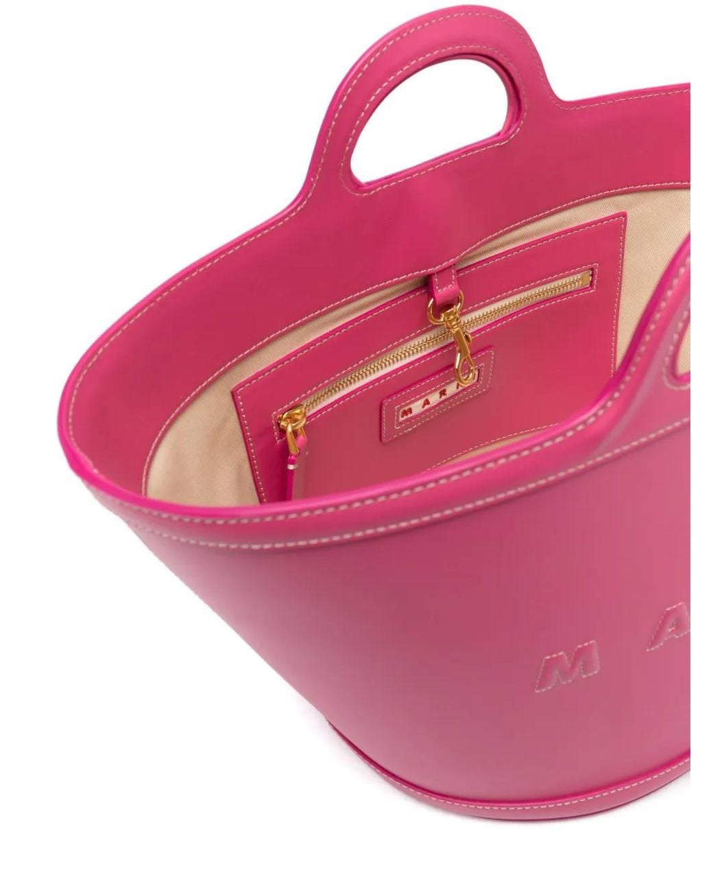 Marni Pink Tropicalia Leather Tote Bag