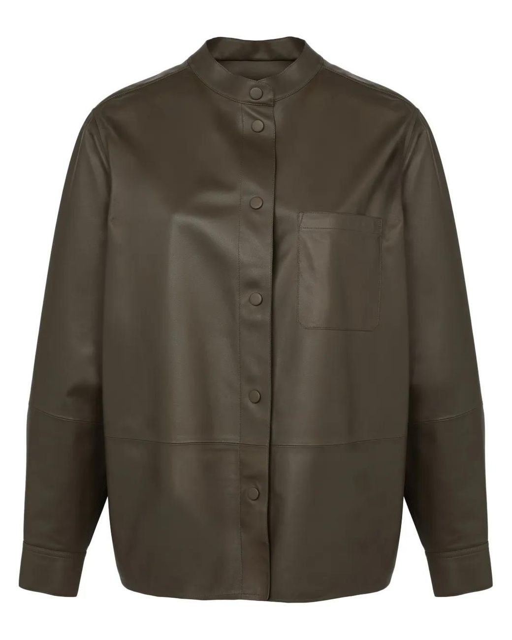 Yves Salomon Green Leather Overshirt