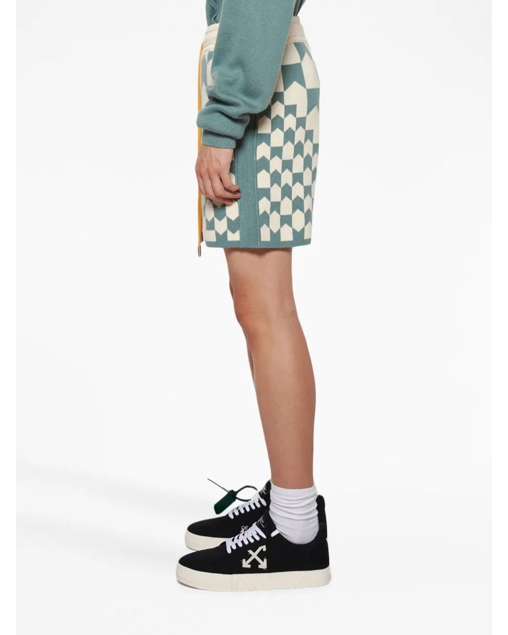 Rhude Blue Racing Monogram-Knit Shorts for men