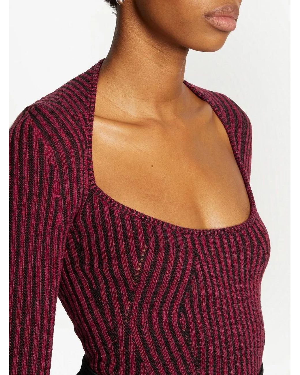 Proenza Schouler Purple Plaited Rib Scoop Neck Jumper