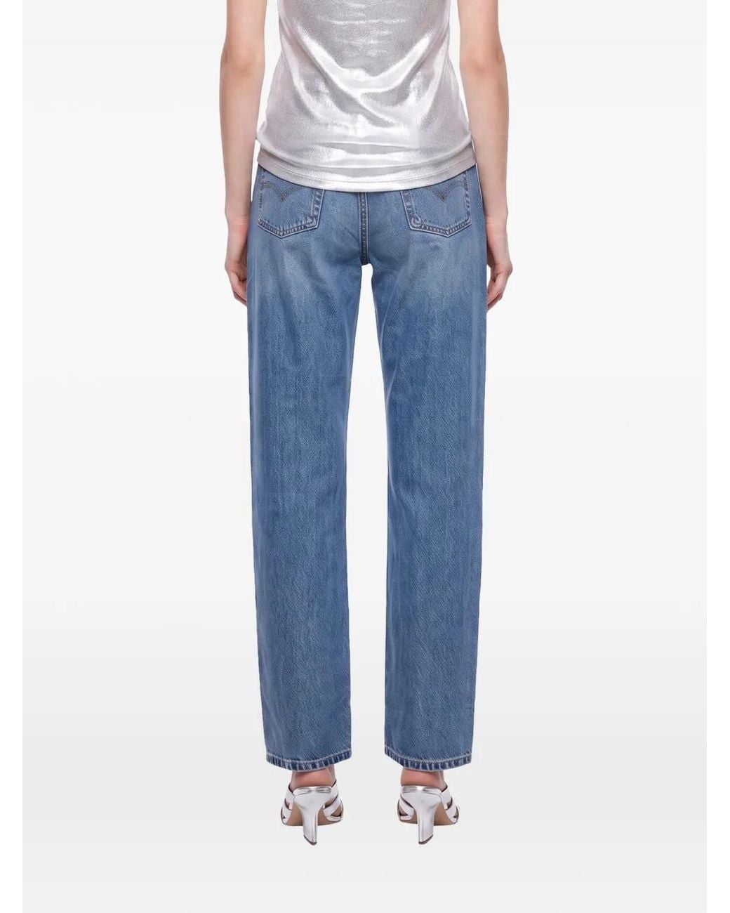 Levi's Blue Distressed Straight-Leg Jeans