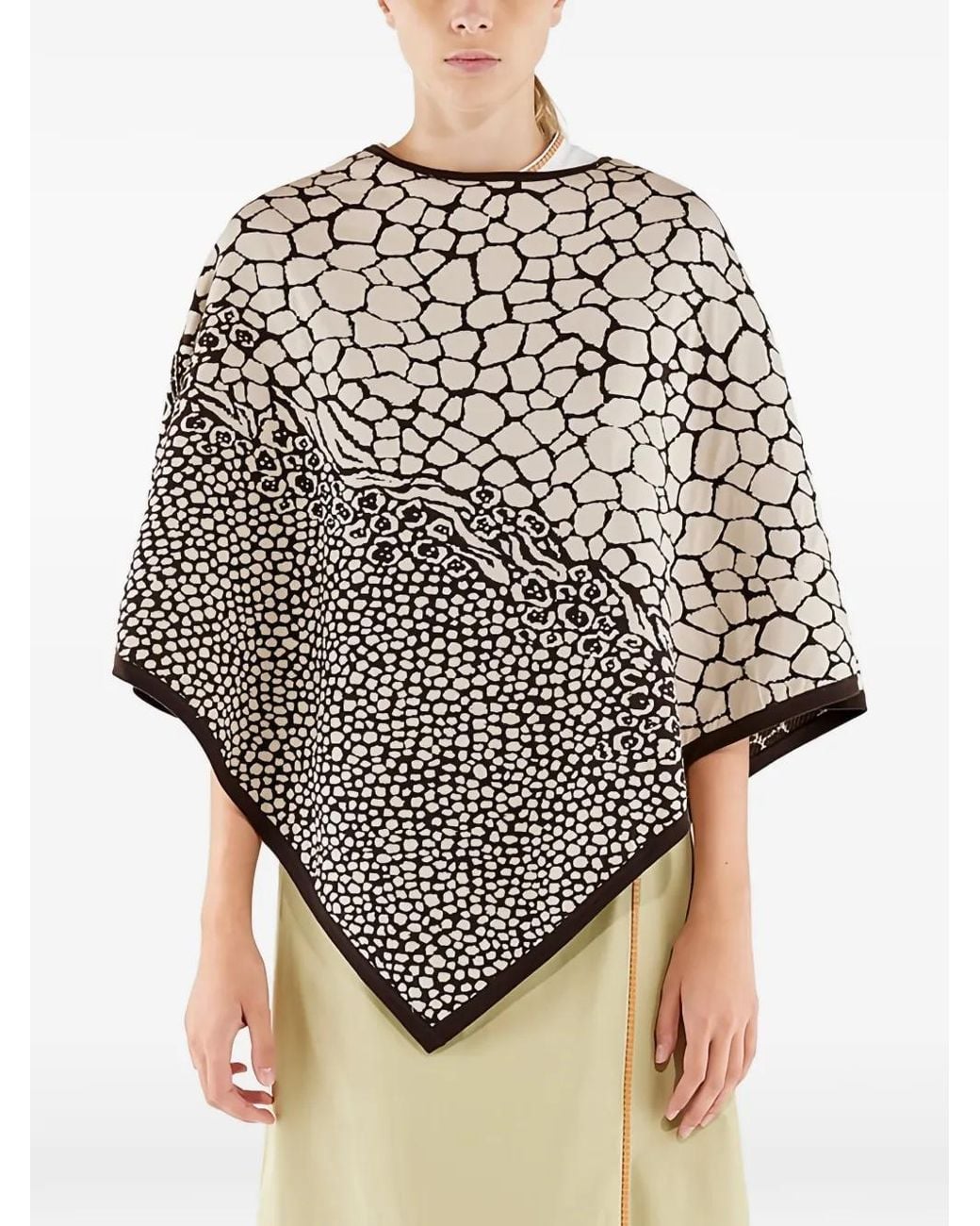 Ferragamo Natural Abstract-Print Cotton Poncho