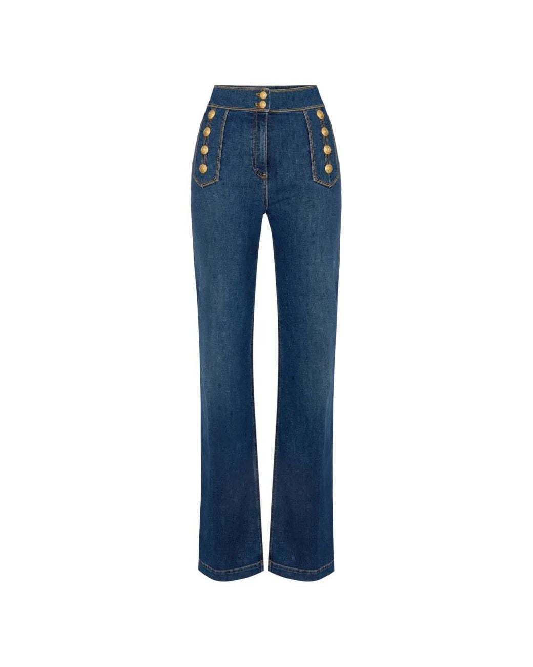 Elisabetta Franchi Blue Palazzo Jeans With Buttons