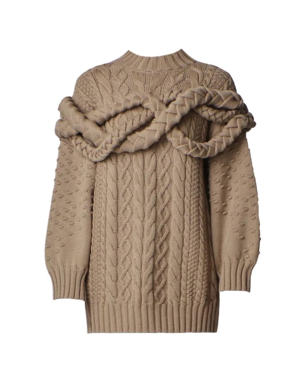 Violante Nessi Brown Tornatore Cable-Knit Sweater