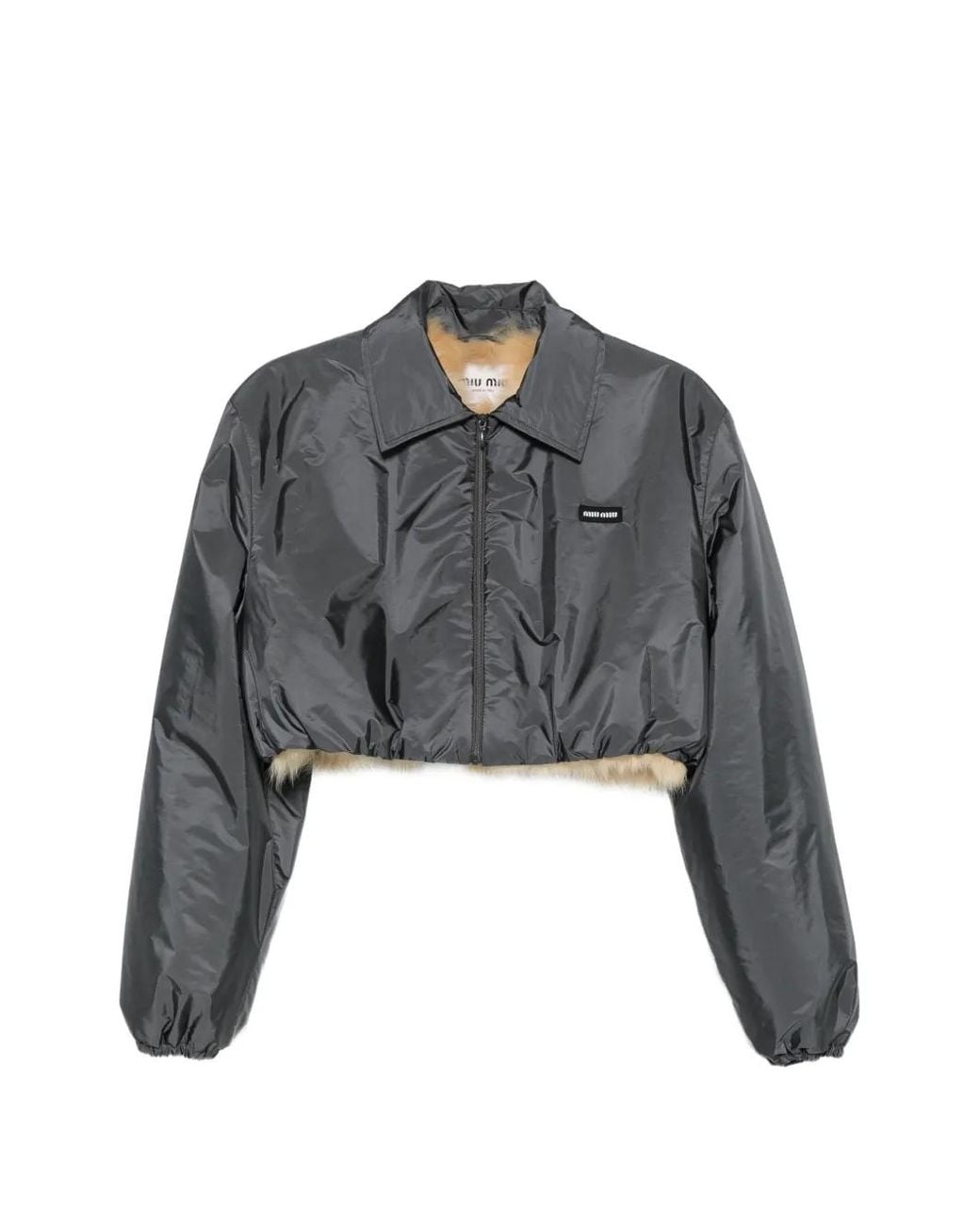 Miu Miu Gray Cropped Layered Jacket