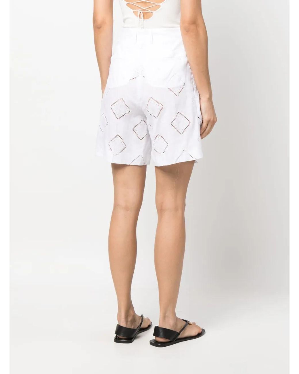 Kiton White Perforated-Detailed Shorts