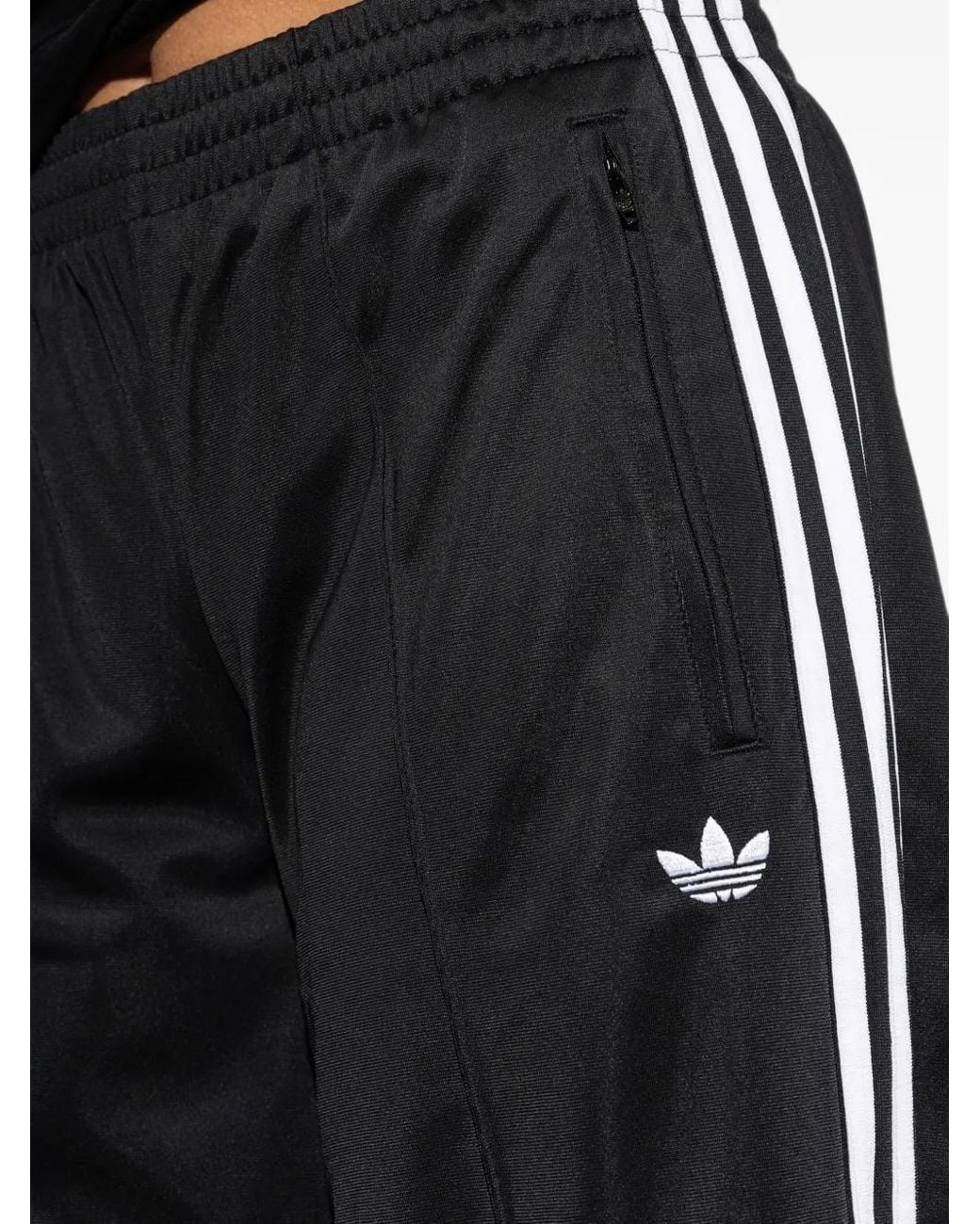 Adidas Black Firebird Logo-Embroidered Side-Stripe Track Pants