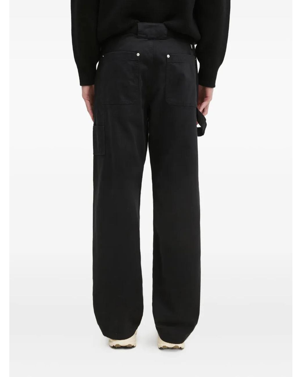 WOOD WOOD Black Rivet-Detail Straight Trousers for men