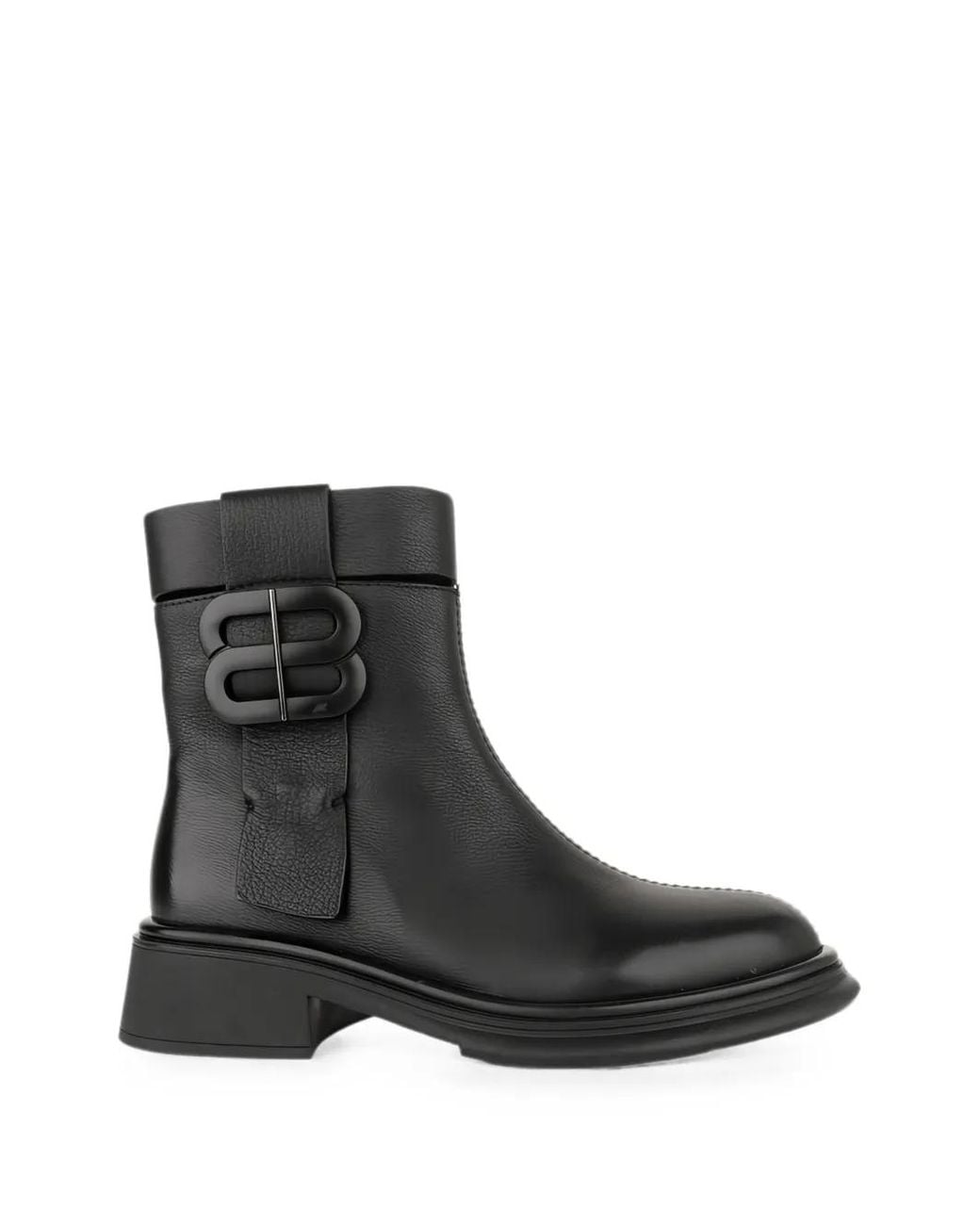 Linda Baumann Black Buckle-Detail Leather Boots