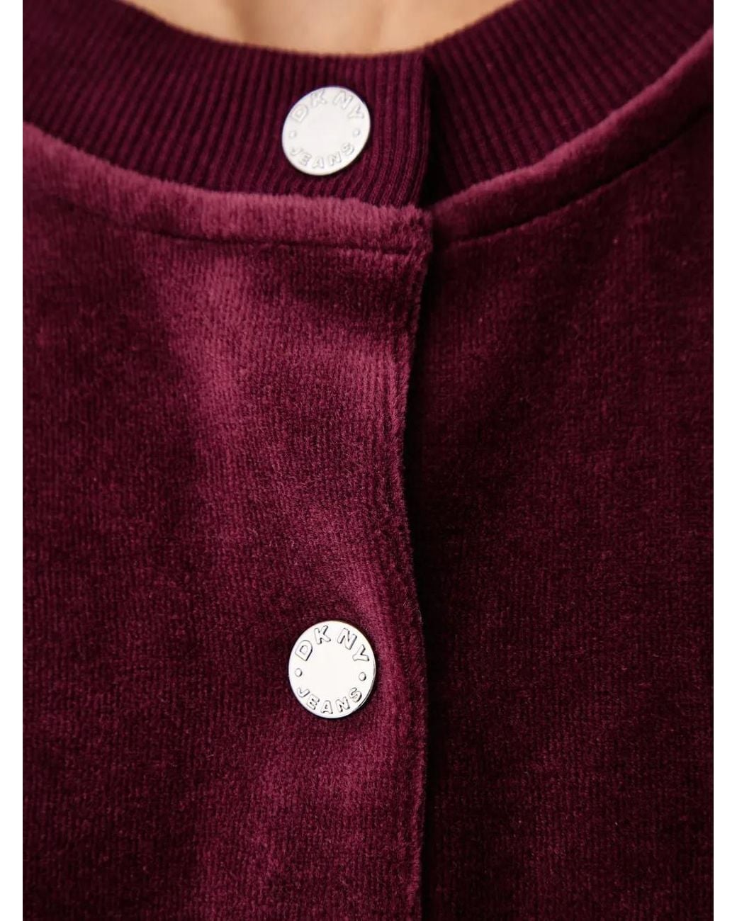 DKNY Red Velvet Press-Stud Sweatshirt