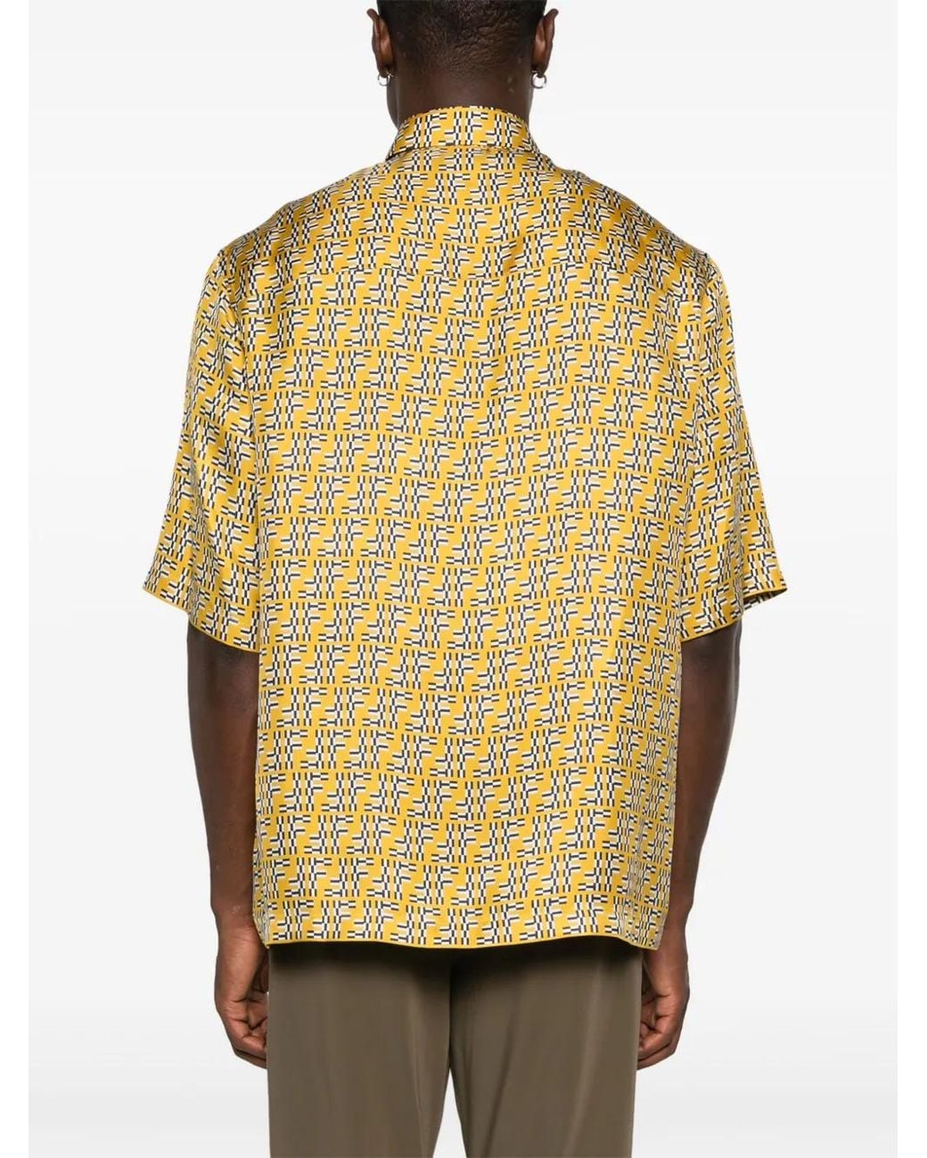 Fendi Yellow Ff-Print Shirt for men