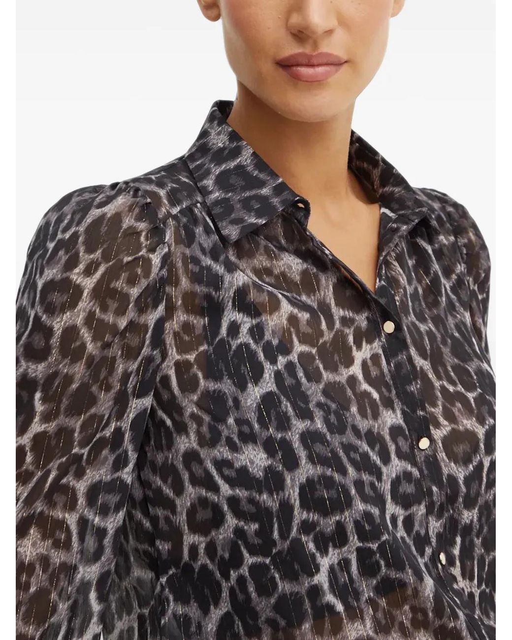 Morgan Black Cleoni Leopard-Print Shirt