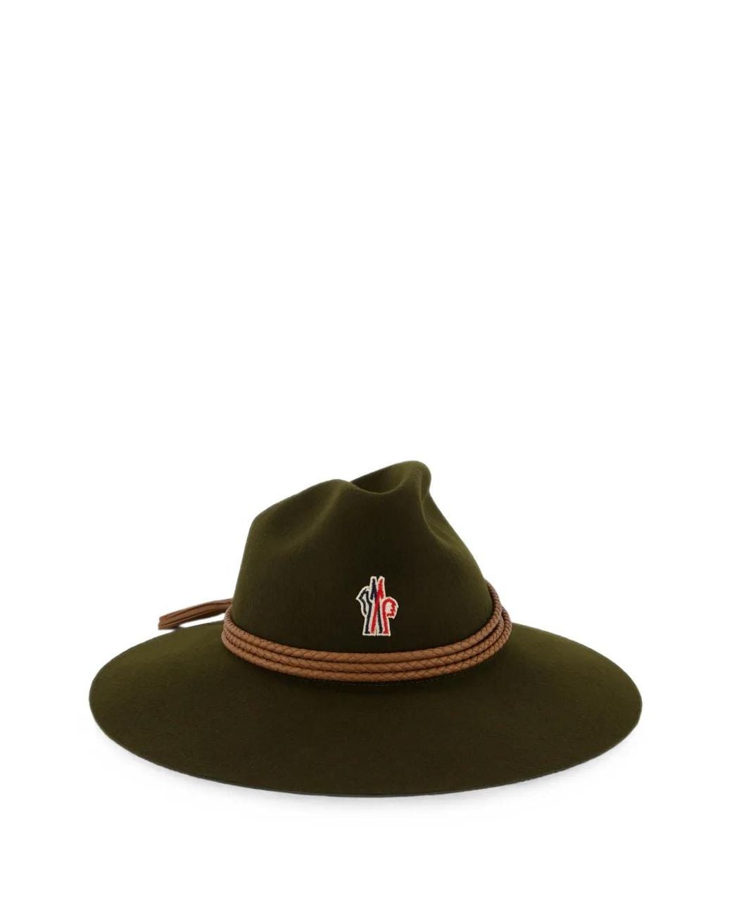 Moncler Green Logo-Patch Wide-Brim Hat