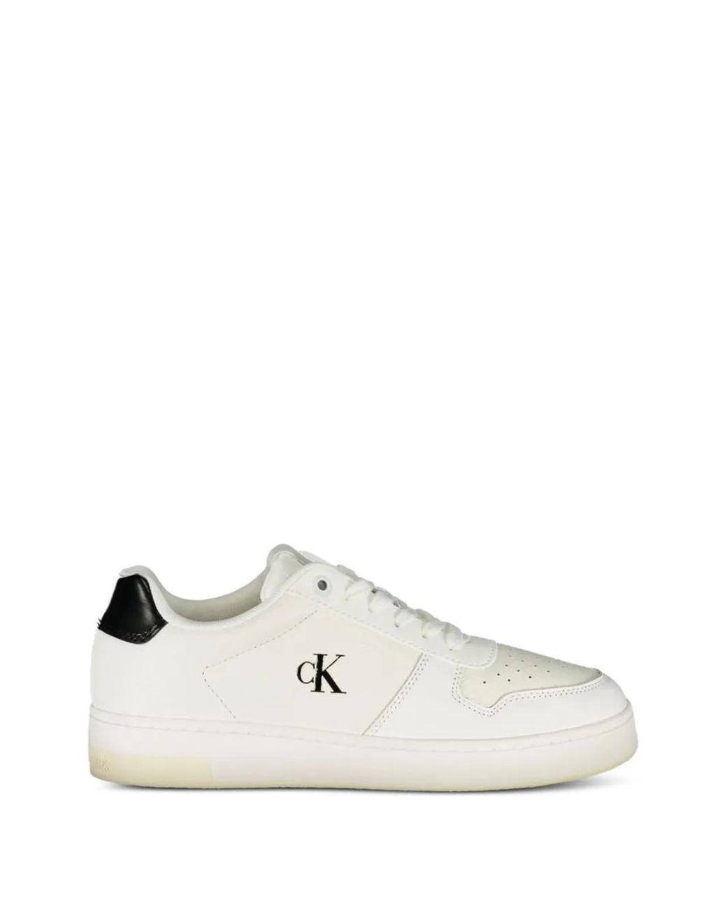 Calvin Klein White Logo-Patch Pebbled Sneakers