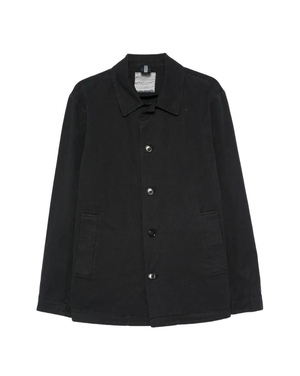 Profuomo Black Button-Up Shirt Jacket for men