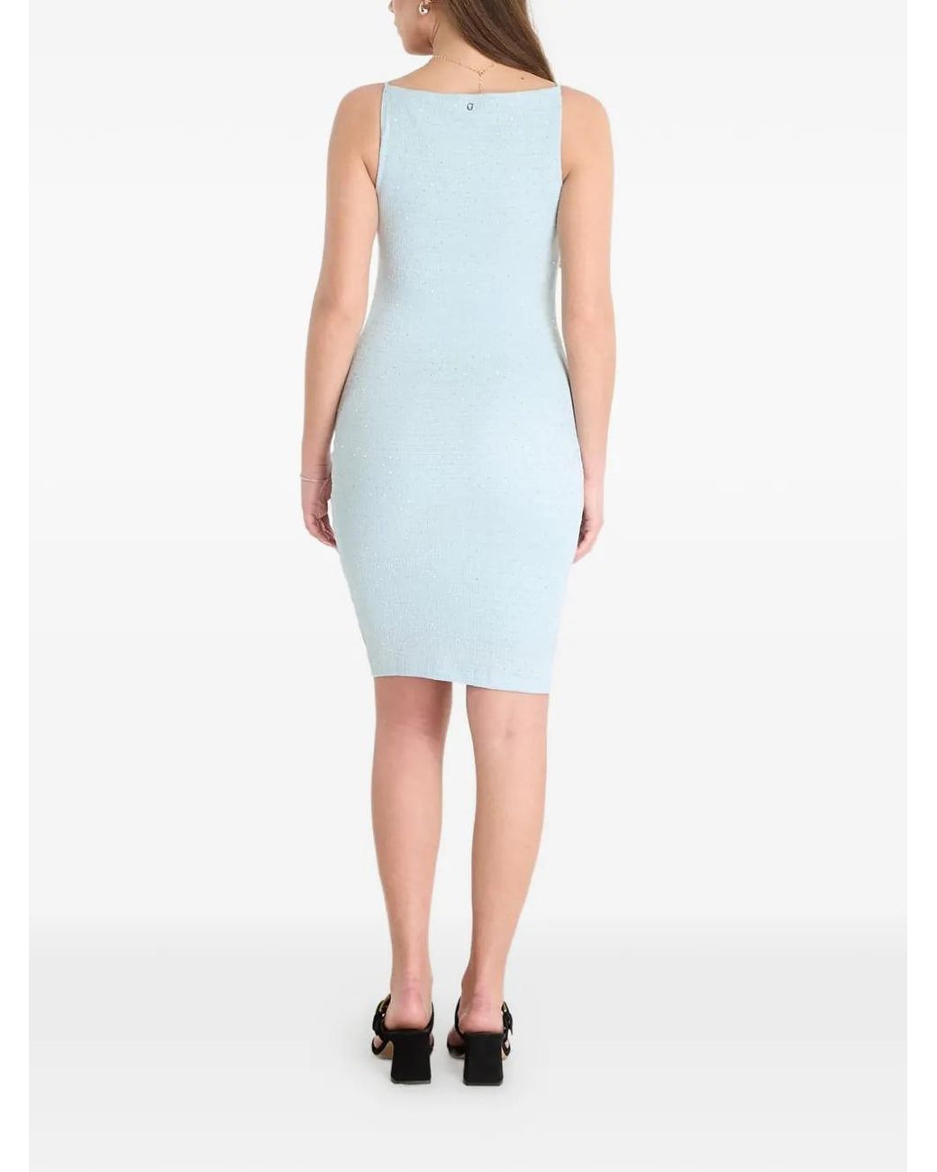 Guess Blue Boat-Neck Midi Dress