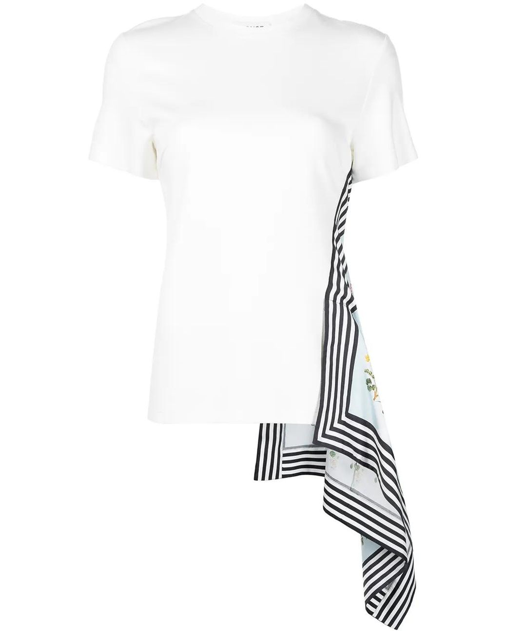 Monse White Asymmetric Graphic-Print Hybrid T-Shirt