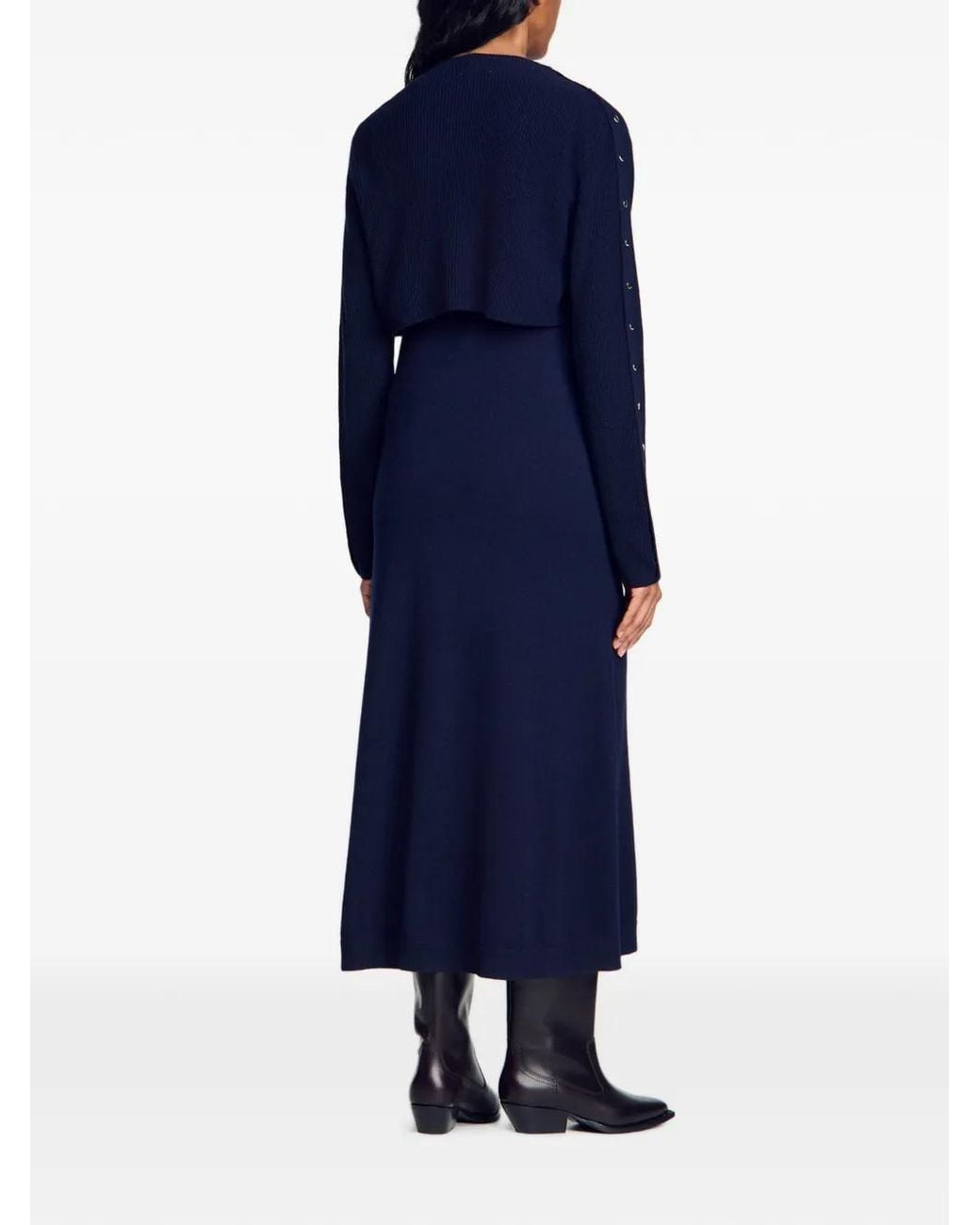 Sandro Blue 2-In-1 Knit Maxi Dress