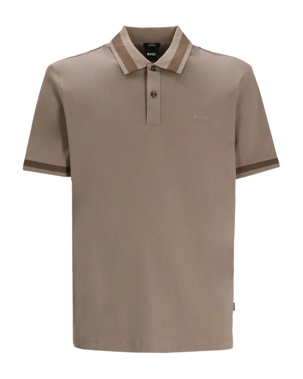 Boss Brown Logo-Detail Cotton Polo Shirt for men