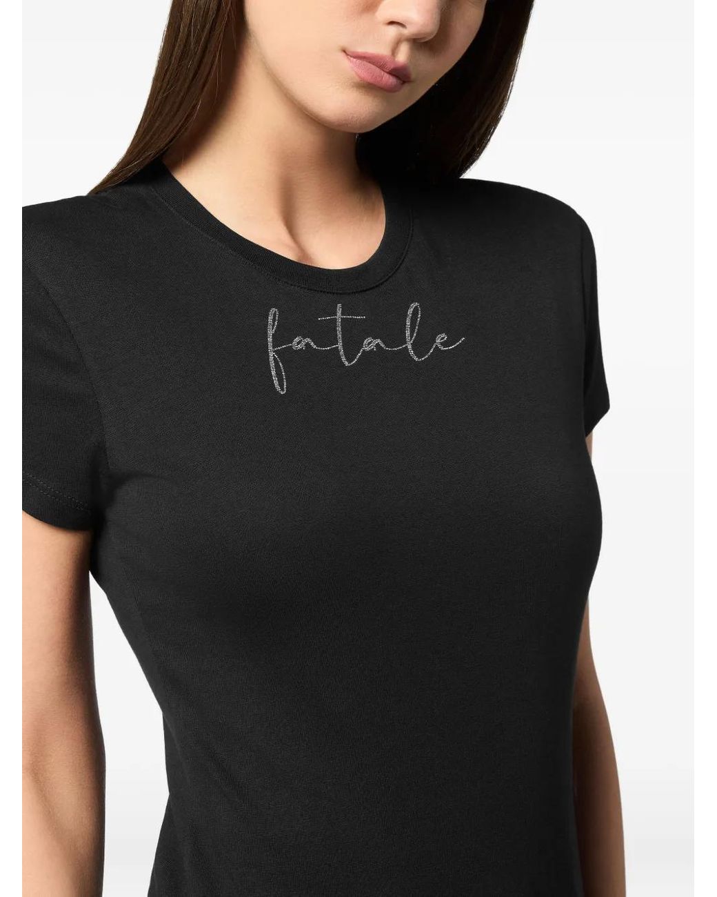 Philipp Plein Black Pure Fit T-Shirt Strass Fatale