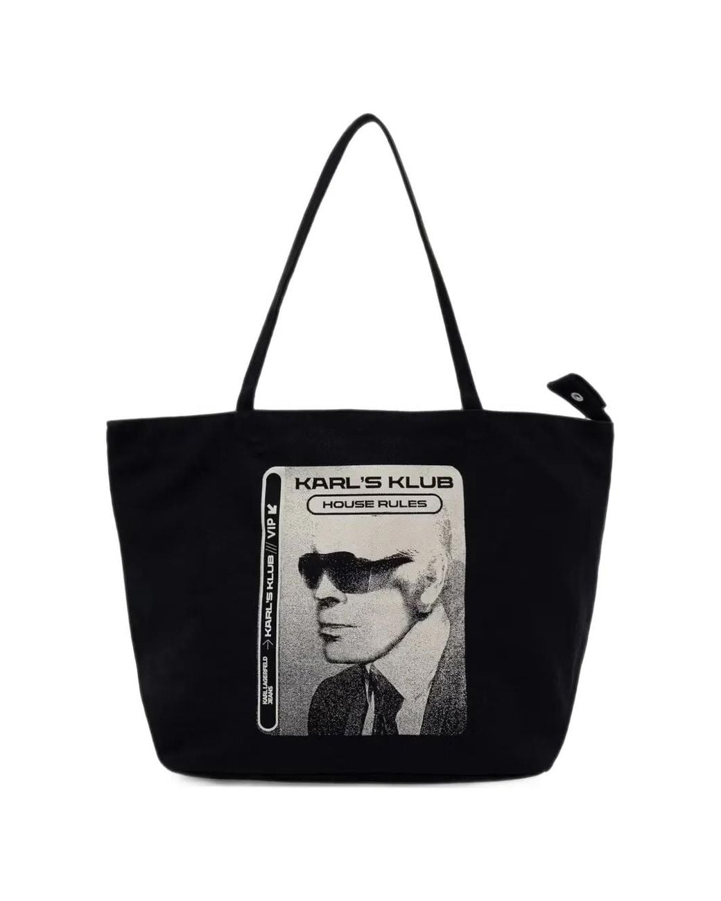 Karl Lagerfeld Black Graphic-Print Tote Bag