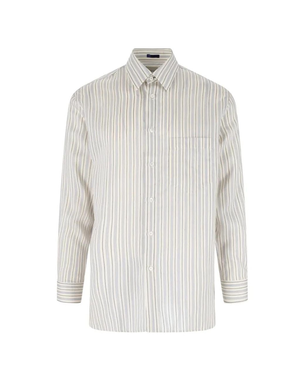 Paul Smith White Striped-Print Chest-Pocket Shirt for men