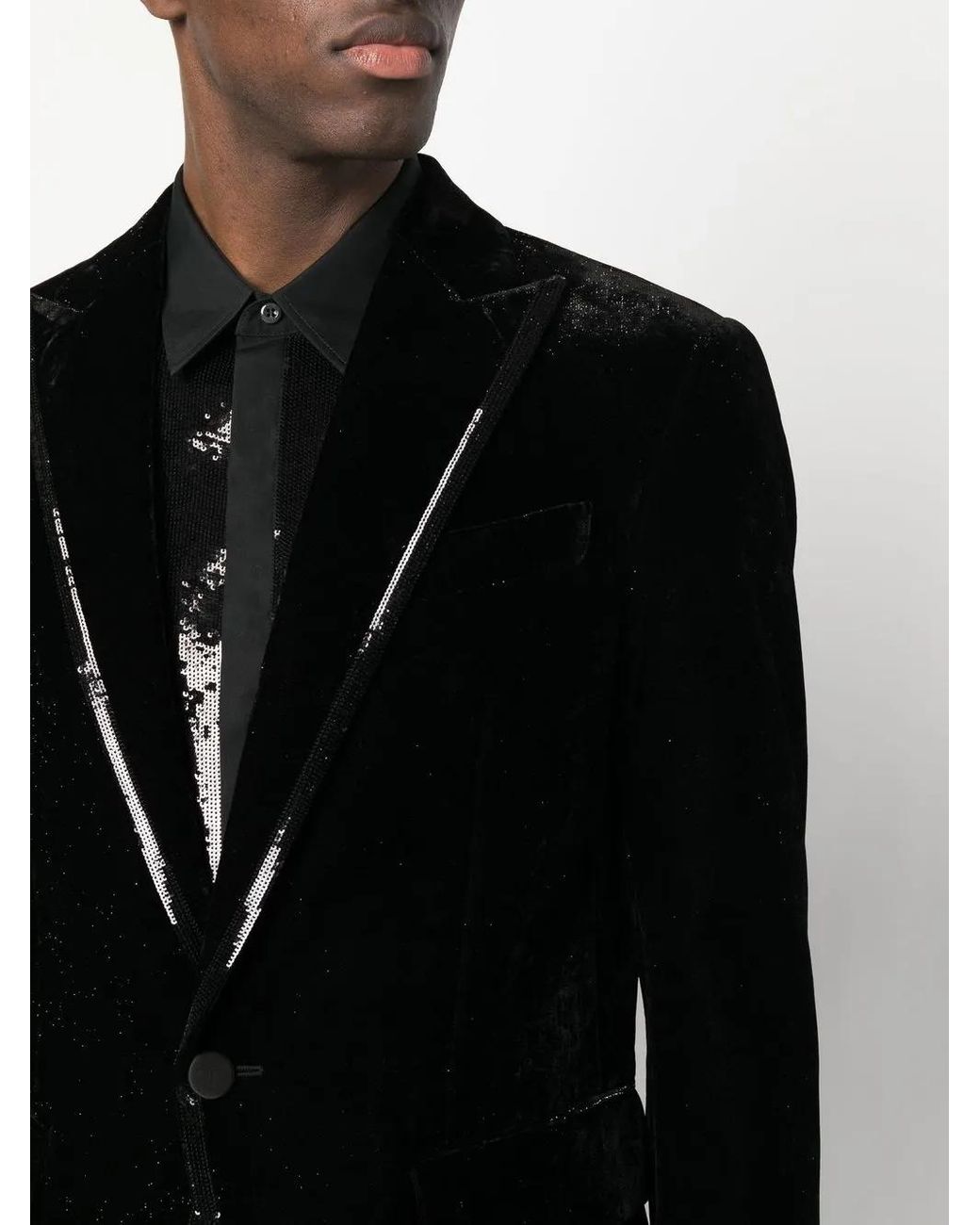 Sequined-Trim Velvet Blazer DSquared² de hombre de color Black