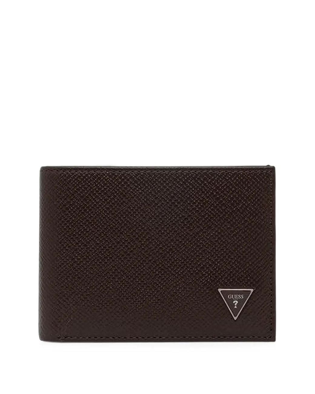 Guess Brown Logo-Plaque Bi-Fold Wallet for men