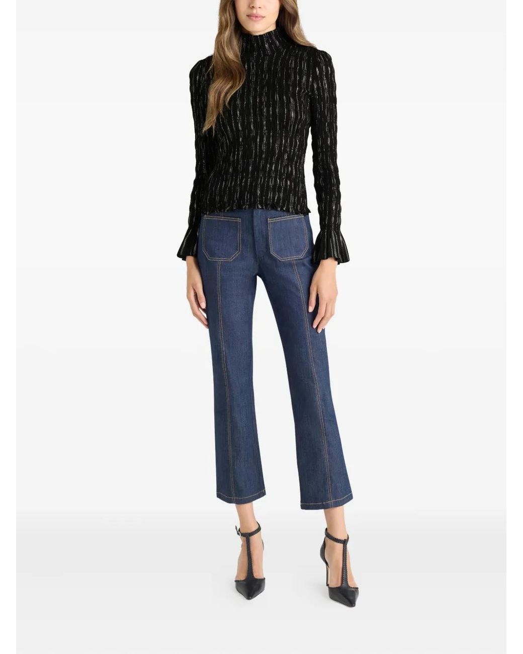 Cinq À Sept Black Cooper Ruffled Top