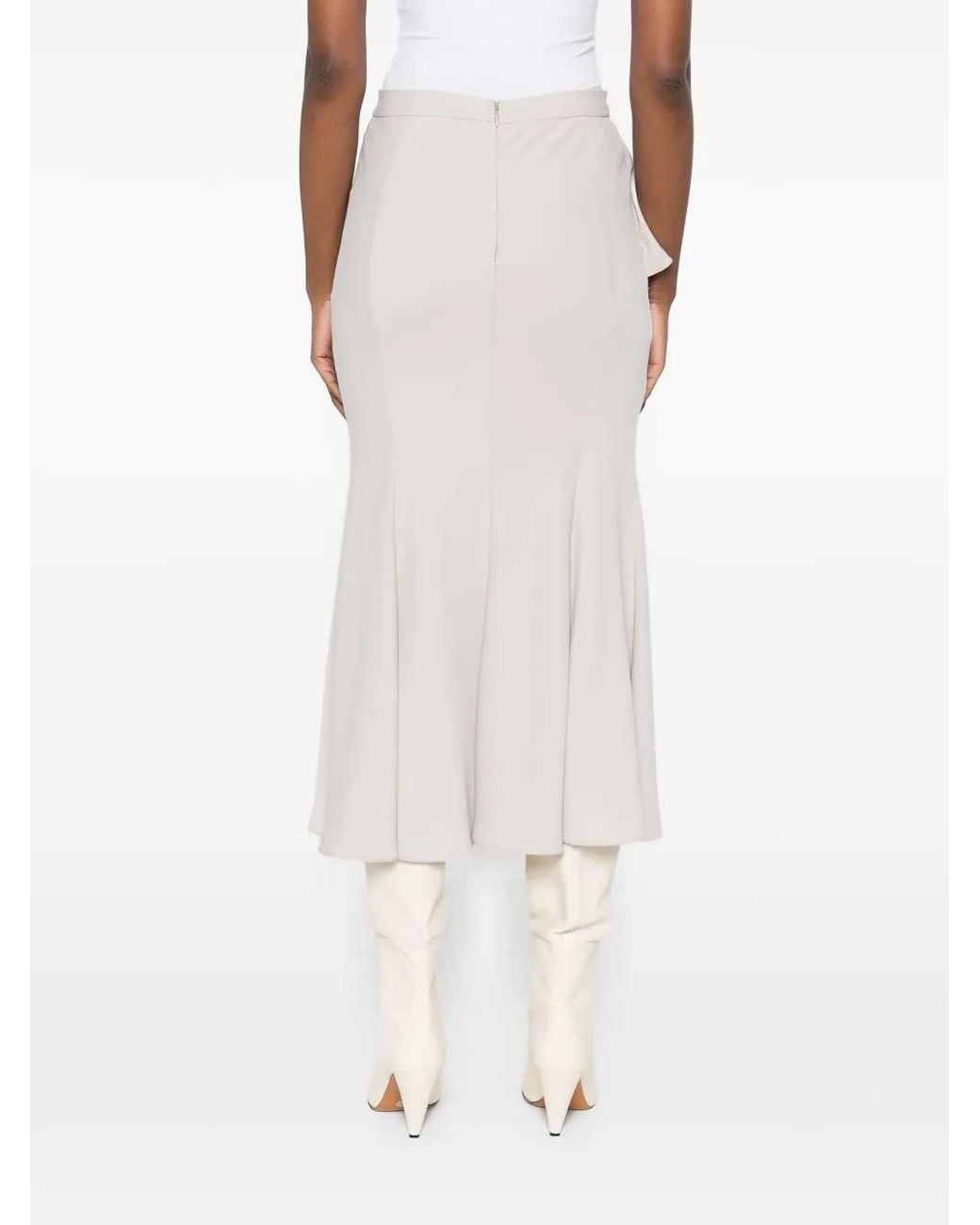 Gemy Maalouf White Ruffled Asymmetric Skirt