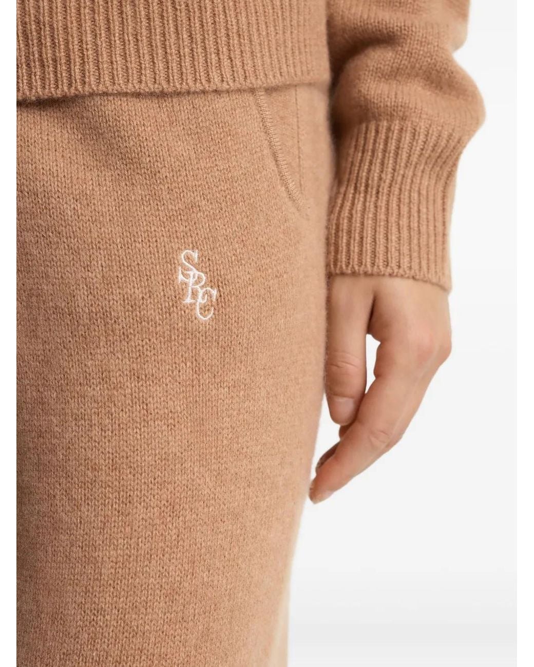Sporty & Rich Brown Embroidered Hooded Top