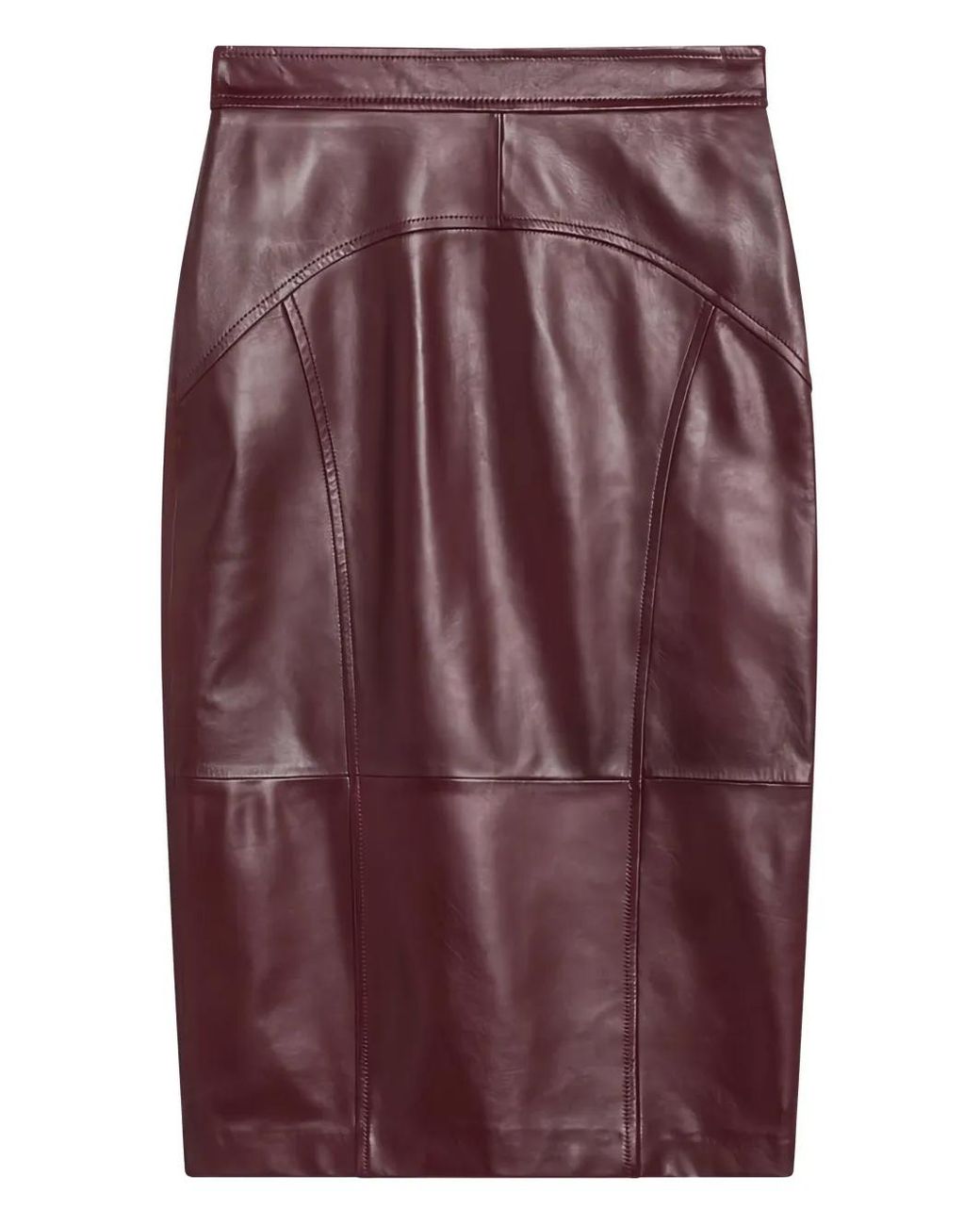 Max Mara Purple Leather Pencil Skirt